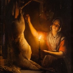 Deer seller at candle light